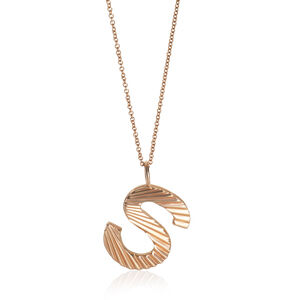 Rose Gold  Sunburst Initial S Pendant